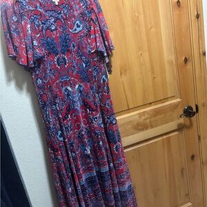Reba Red and Blue Paisley Maxi Dress